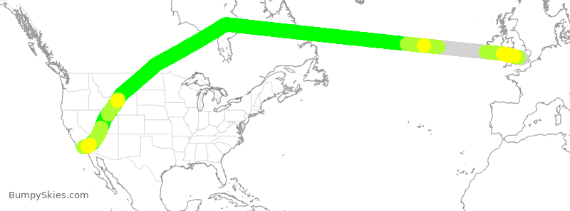 Turbulence forecast map for AAL135, GLL to LAX