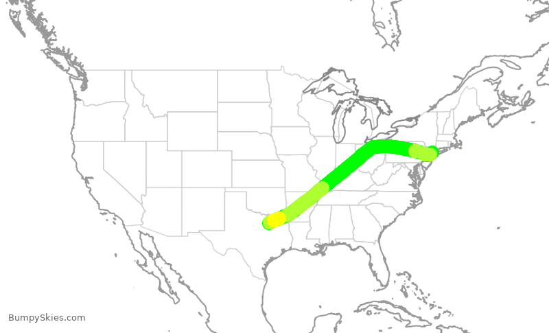 Turbulence forecast map for AAL1360, DFW to LGA