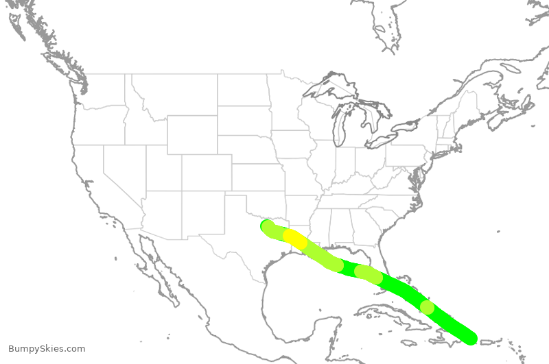 Turbulence forecast map for AAL1363, DPC to DFW