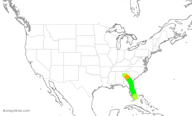 Turbulence forecast map for AAL1367, MIA to ATL