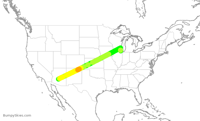 Turbulence forecast map for AAL1369, PHX to ORD