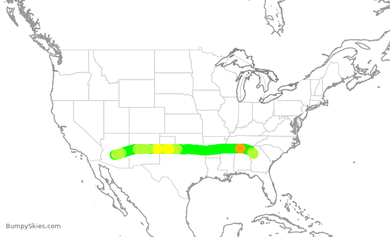 Turbulence forecast map for AAL1373, PHX to ATL