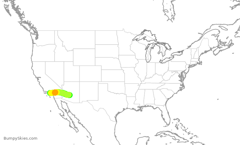 Turbulence forecast map for AAL1376, PHX to LAX