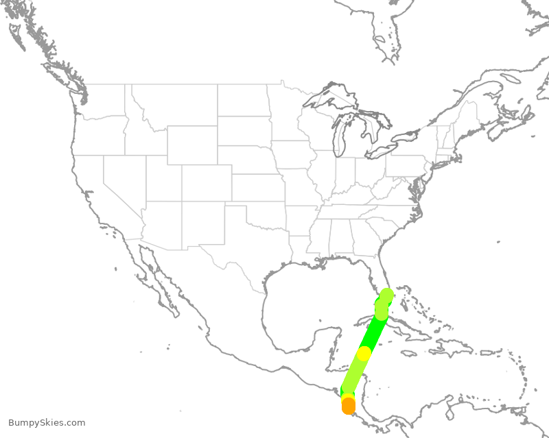 Turbulence forecast map for AAL1377, MIA to RLB