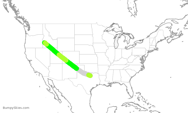 Turbulence forecast map for AAL1378, DFW to BOI
