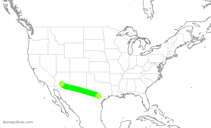 Turbulence forecast map for AAL1391, PHX to SAT
