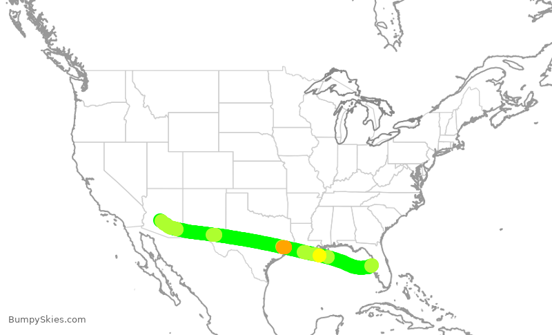 Turbulence forecast map for AAL1402, TPA to PHX