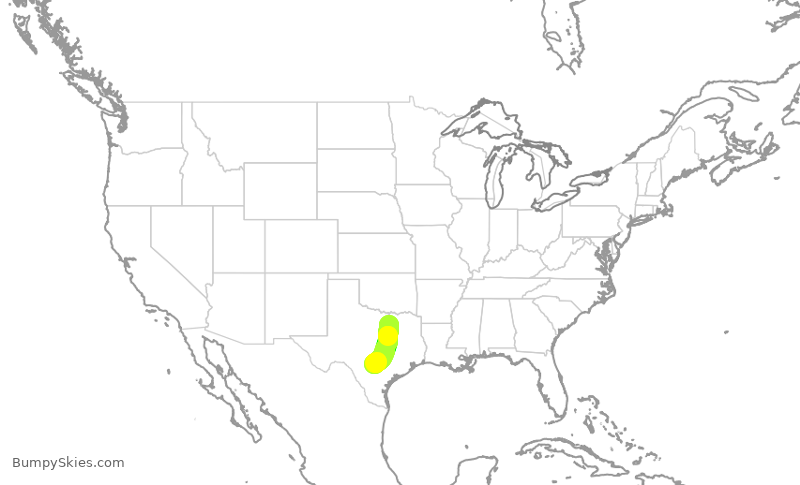 Turbulence forecast map for AAL1406, DFW to SAT