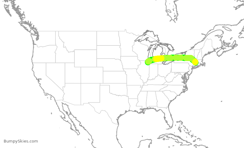 Turbulence forecast map for AAL1408, BDL to ORD