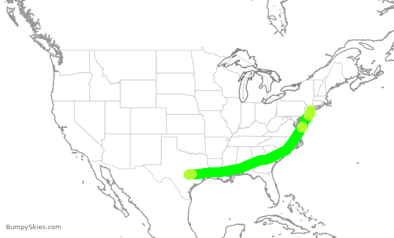 Turbulence forecast map for AAL1409, AUS to JFK