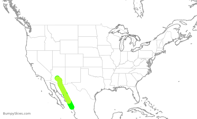 Turbulence forecast map for AAL1409, MMZ to PHX