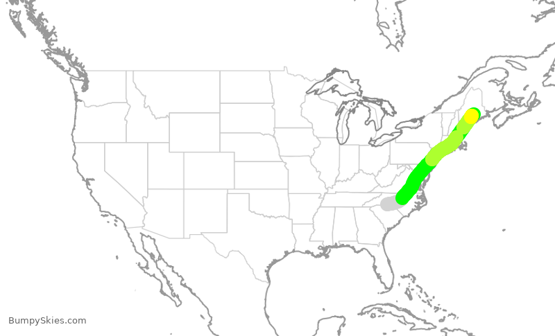 Turbulence forecast map for AAL1411, CLT to BGR