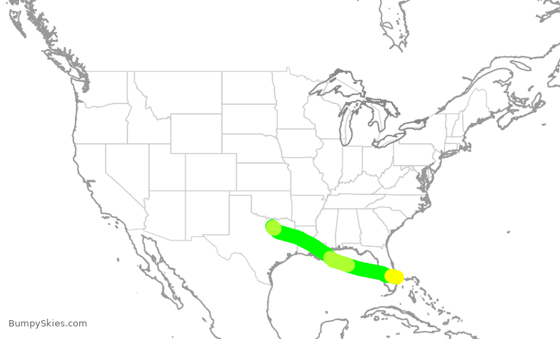 Turbulence forecast map for AAL1419, DJT to DFW