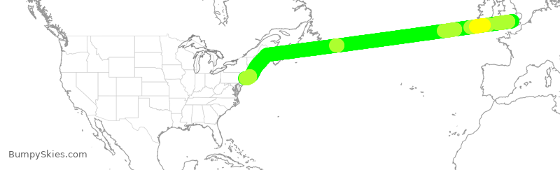 Turbulence forecast map for AAL141, GLL to JFK