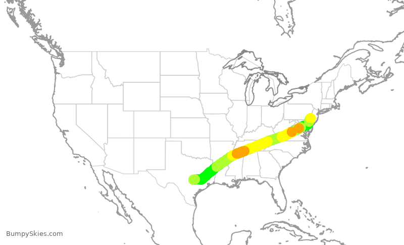 Turbulence forecast map for AAL1423, AUS to PHL