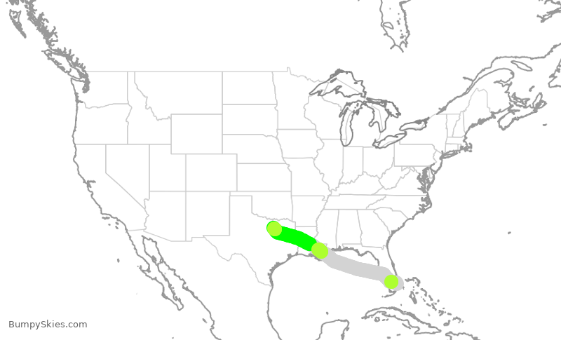 Turbulence forecast map for AAL1429, FLL to DFW