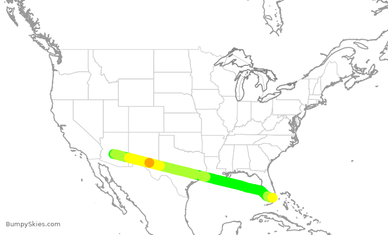 Turbulence forecast map for AAL1429, PHX to MIA