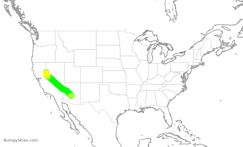 Turbulence forecast map for AAL1437, PHX to RNO