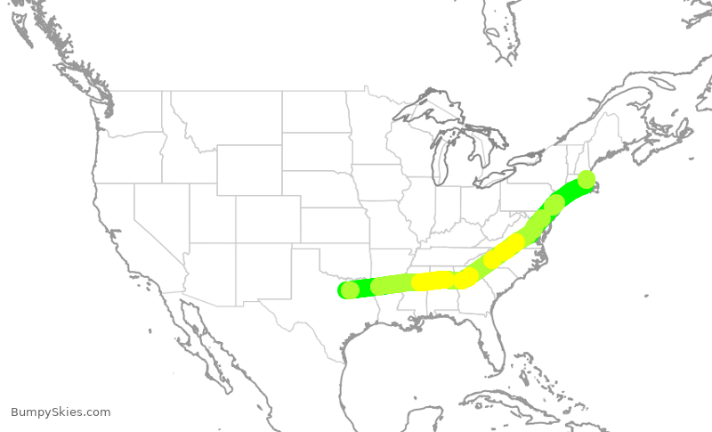 Turbulence forecast map for AAL1438, DFW to BOS