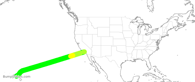 Turbulence forecast map for AAL143, LAX to HNL