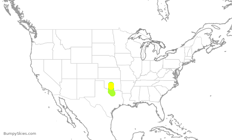 Turbulence forecast map for AAL1442, OKC to DFW