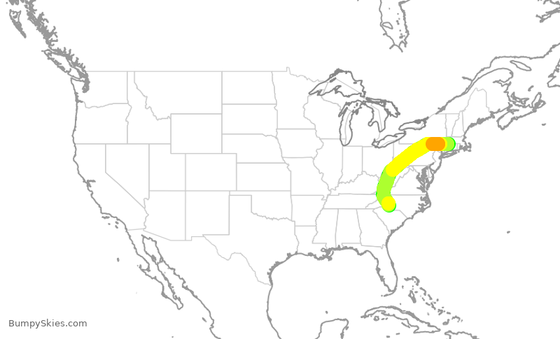 Turbulence forecast map for AAL1443, BDL to CLT