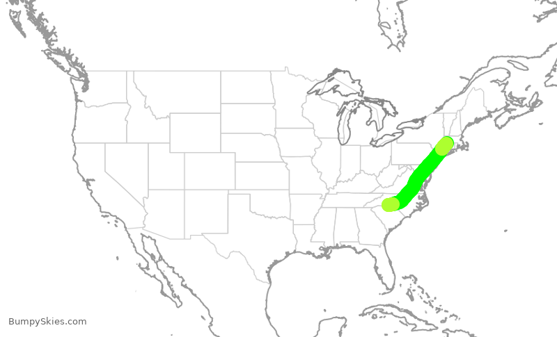 Turbulence forecast map for AAL1443, CLT to BDL