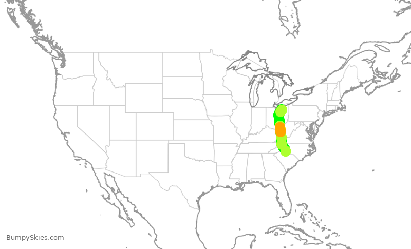 Turbulence forecast map for AAL1446, CLE to CLT