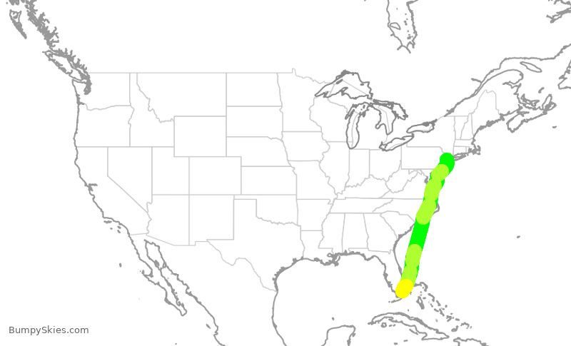 Turbulence forecast map for AAL1446, EWR to MIA