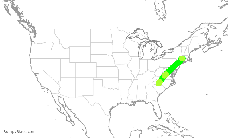 Turbulence forecast map for AAL1448, BDL to CLT