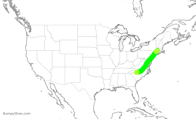 Turbulence forecast map for AAL1448, CLT to BDL