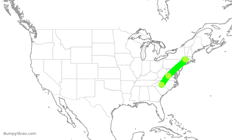 Turbulence forecast map for AAL1449, BDL to CLT
