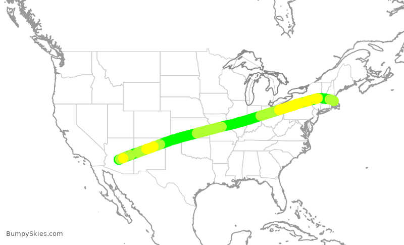 Turbulence forecast map for AAL1450, PHX to BOS
