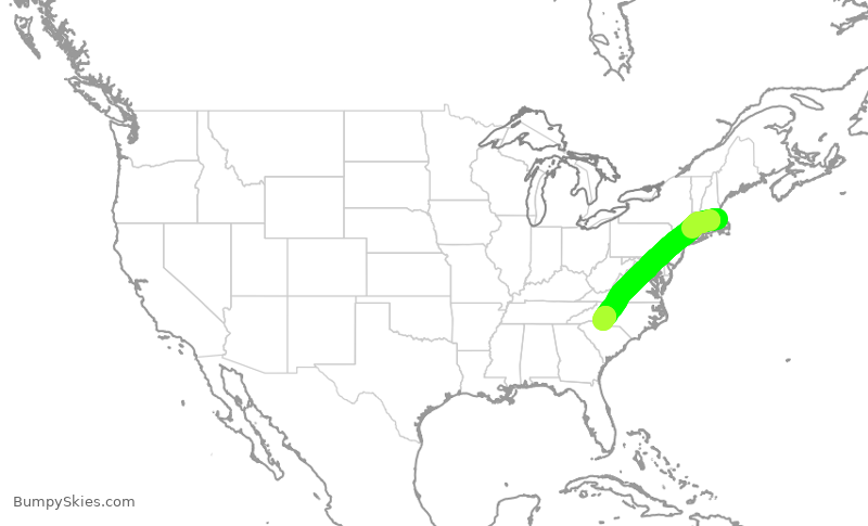 Turbulence forecast map for AAL1462, BOS to CLT