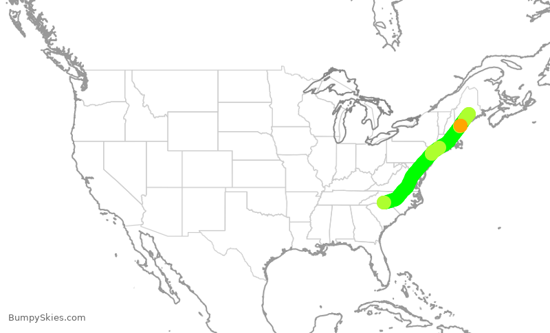 Turbulence forecast map for AAL1463, CLT to BGR