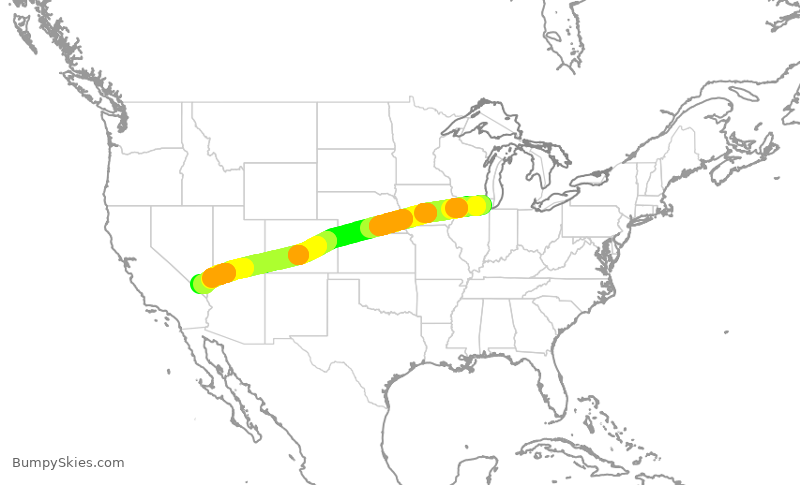 Turbulence forecast map for AAL1465, ORD to LAS
