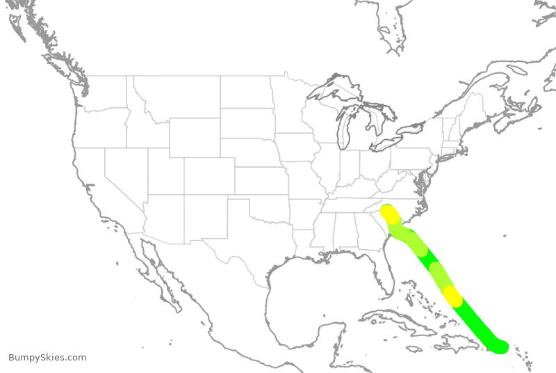 Turbulence forecast map for AAL1466, IST to CLT