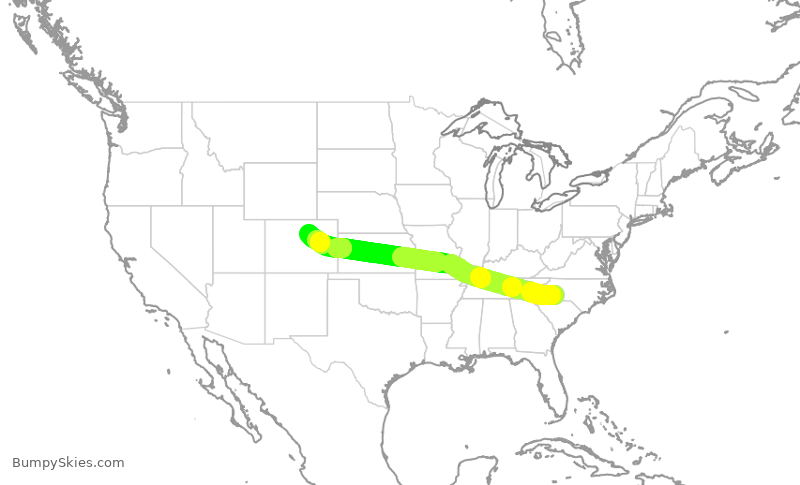 Turbulence forecast map for AAL1467, CLT to DEN