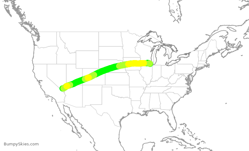 Turbulence forecast map for AAL1475, ORD to LAS