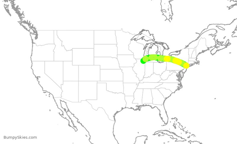 Turbulence forecast map for AAL1478, LGA to ORD