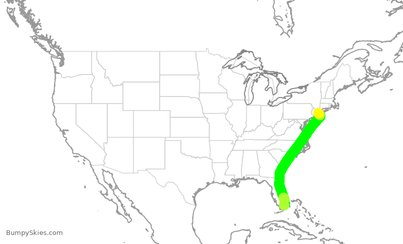 Turbulence forecast map for AAL1479, JFK to MIA