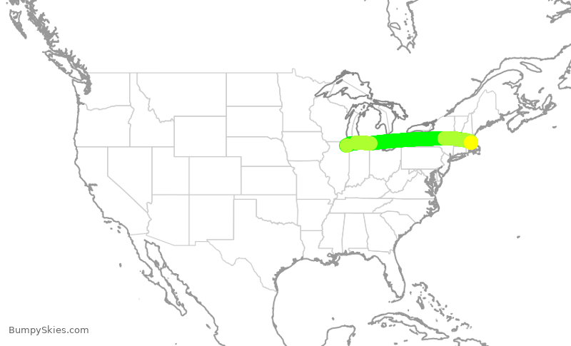 Turbulence forecast map for AAL1479, ORD to BOS