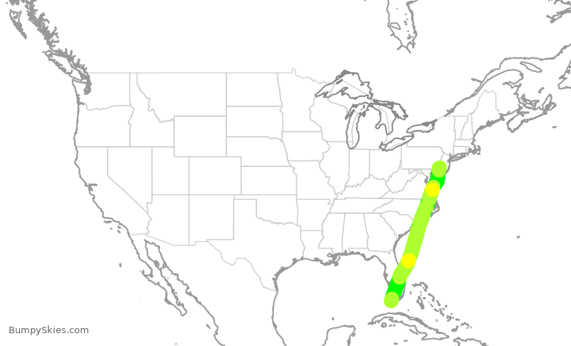 Turbulence forecast map for AAL1481, PHL to EYW