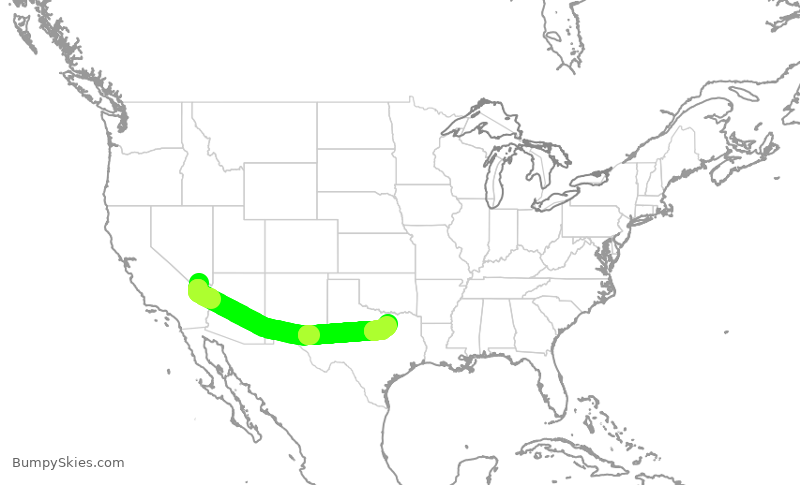 Turbulence forecast map for AAL1482, LAS to DFW