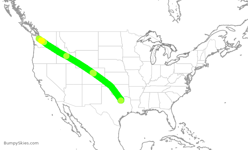 Turbulence forecast map for AAL1483, DFW to SEA