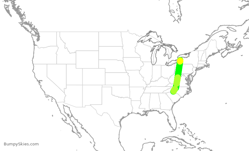 Turbulence forecast map for AAL1486, BUF to CLT