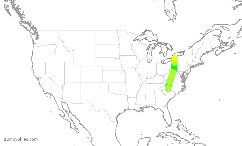 Turbulence forecast map for AAL1486, CLT to BUF