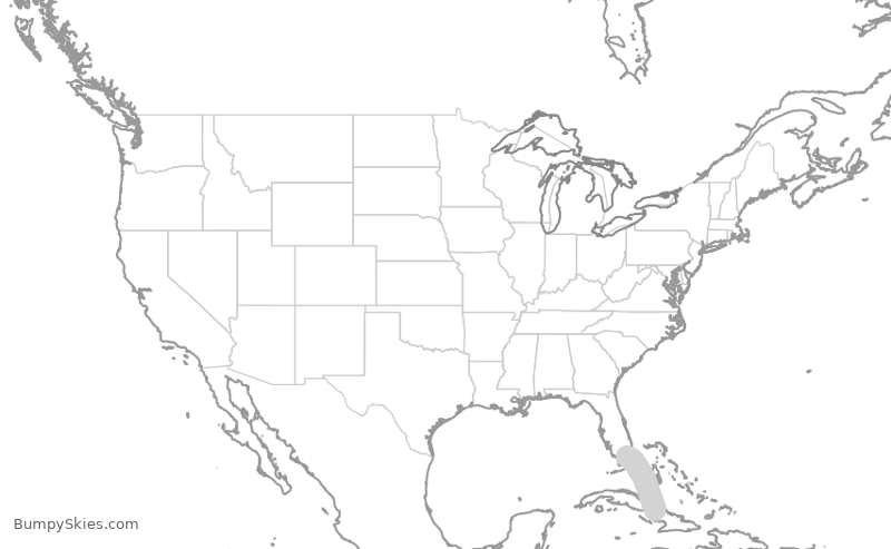Map of continental US with illustrated flight path and turbulence forecast (described in text below)