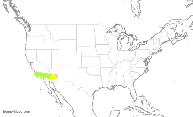 Turbulence forecast map for AAL1495, SBA to PHX