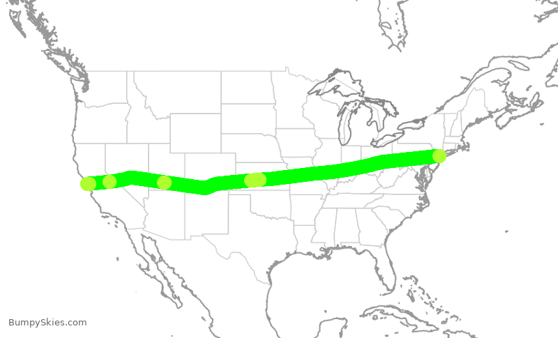Turbulence forecast map for AAL149, JFK to SFO